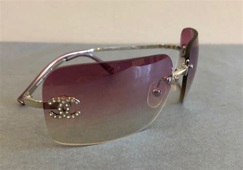 chanel vintage rimless sunglasses round|Chanel vintage rimless cc sunglasses.